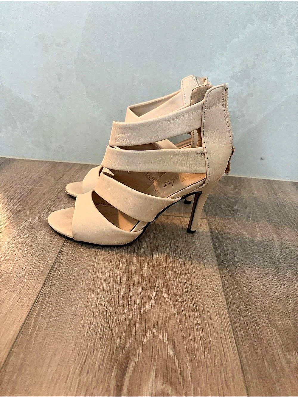 Strappy High Heels in beige